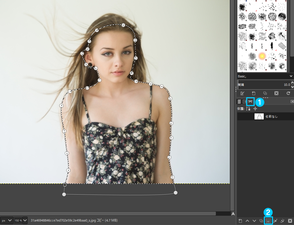 GIMP(日本語)使い方 - 女性の髪の毛や人物を綺麗に切り抜きする方法