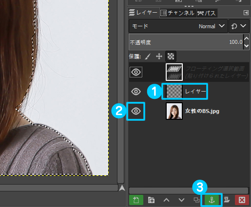 GIMP(日本語)使い方 - 電脳はさみを使って境界を自動で簡単に選択